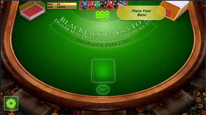 Blackjack Offered by 888 Casino on Windows Device
